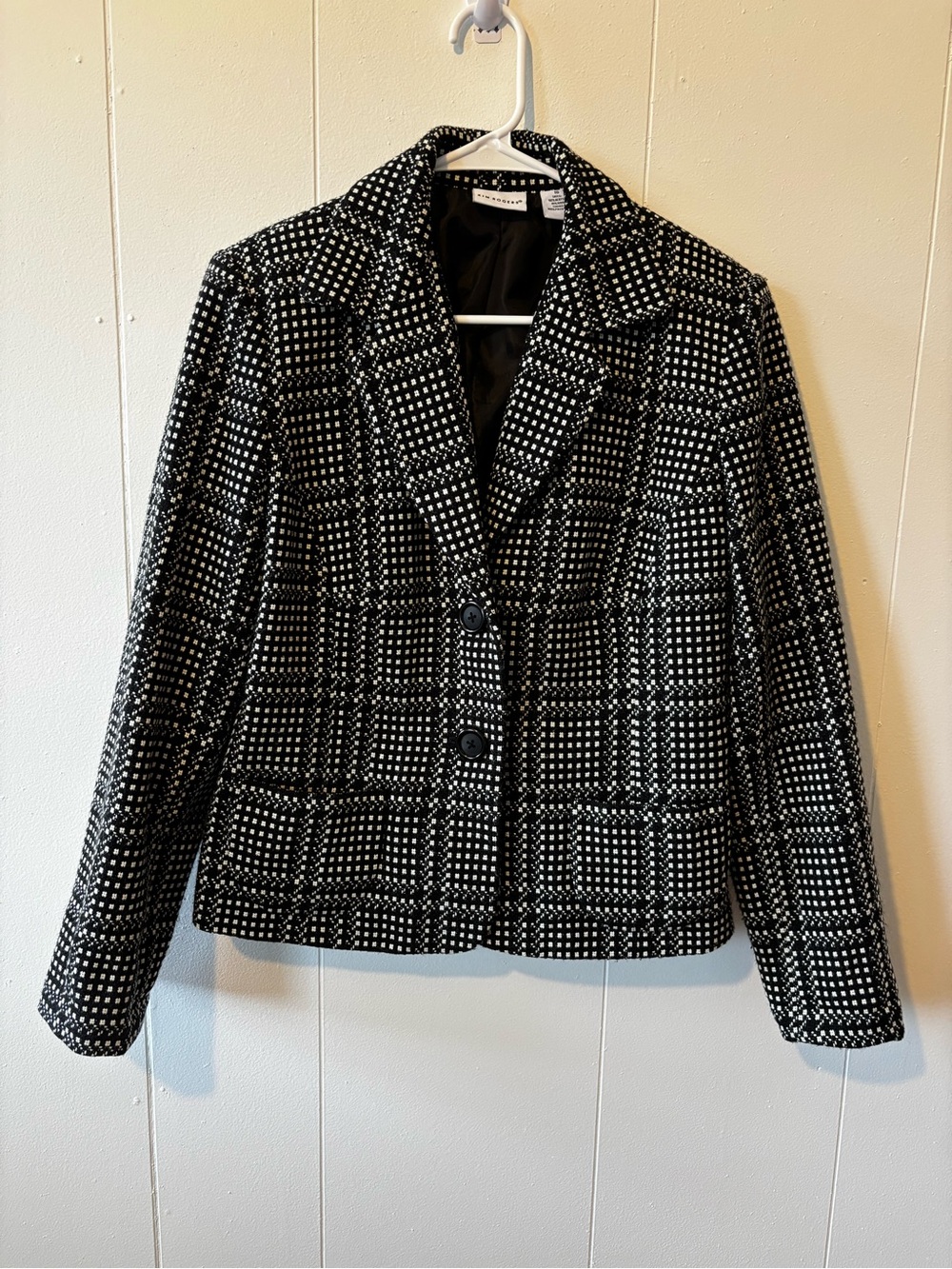 Kim Rogers Black & White Checked Blazer Jacket